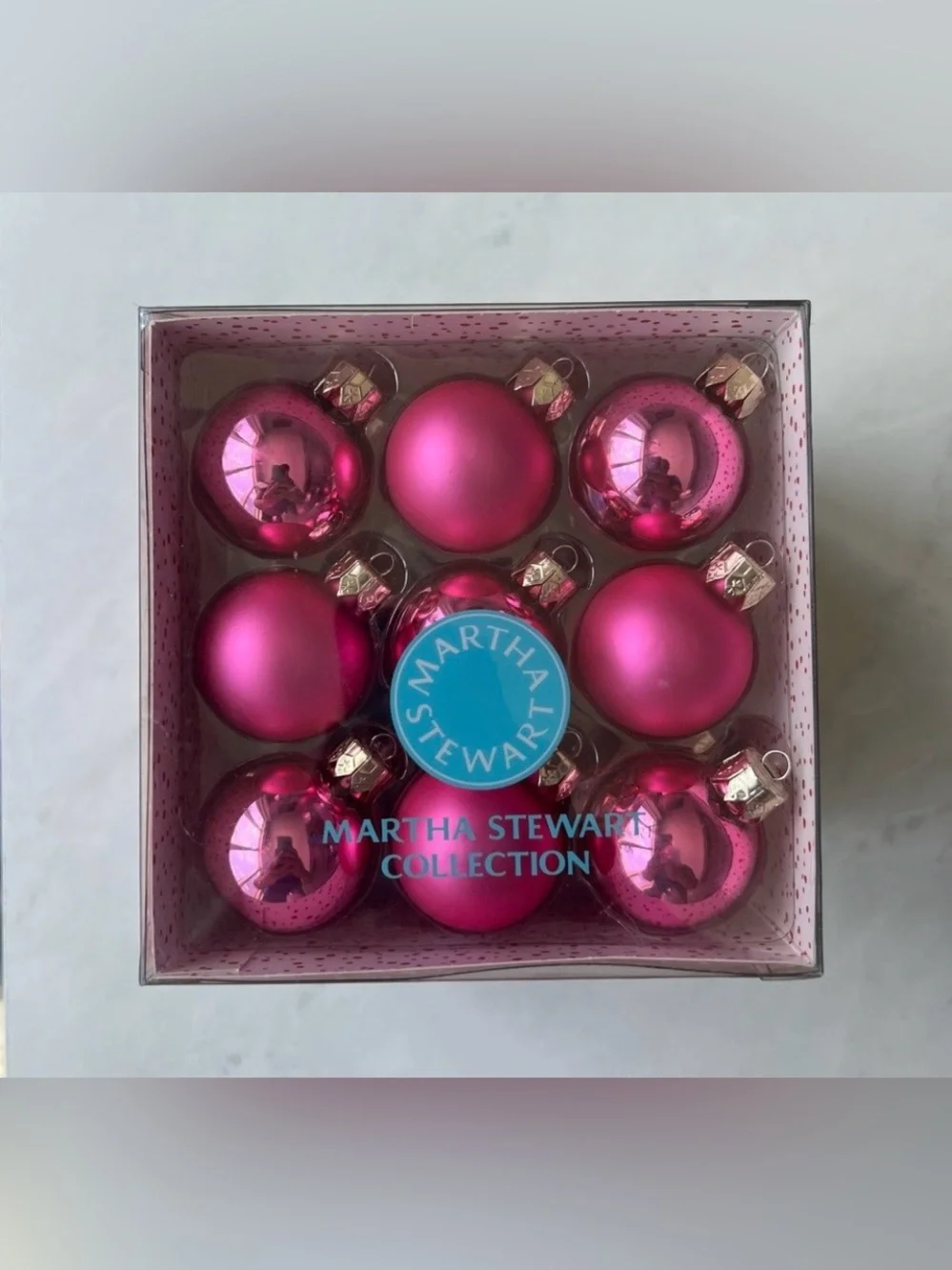 Martha Stewart Pink Glass Holiday Ornaments